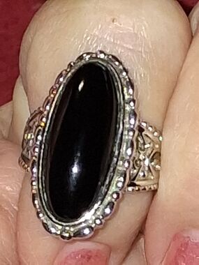 Source Unknown Black Onyx Oval Statement Earrings